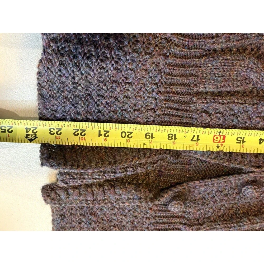Samantha Starr Wool Blend Sweater Purple Button Ruffle Collar M